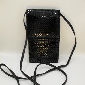 Black metal wallet purse with optional fabric strap